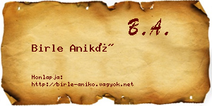 Birle Anikó névjegykártya